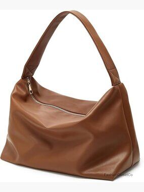 Ultra Soft Faux Leather Slouchy Hobo Bag with Zipper Shoulder Handbag